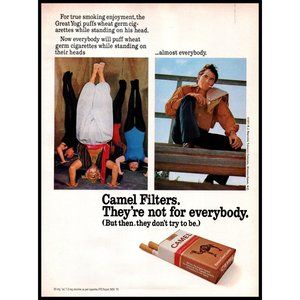 1971 Camel Cigarettes Vintage Print Ad Headstand Workout Bleachers Wall Art